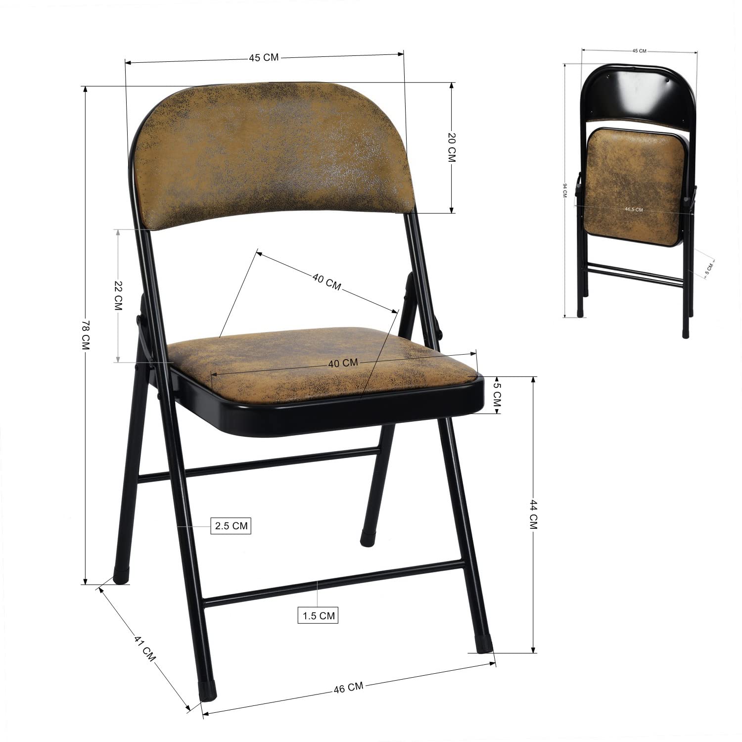 Foto 4 pulgar | Silla Plegable Furniturer Fair Marrón 46 X 41 X 78 Cm