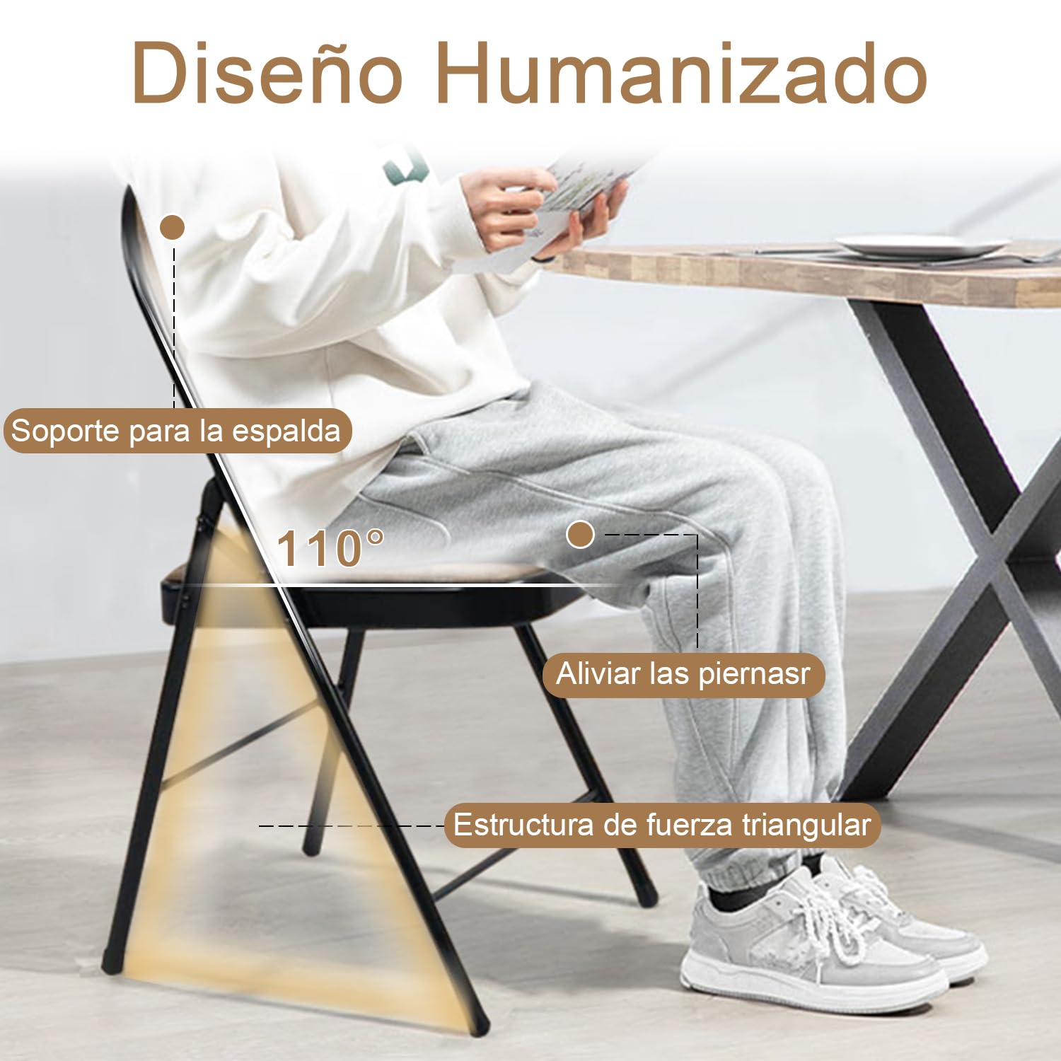 Foto 6 pulgar | Silla Plegable Furniturer Fair Marrón 46 X 41 X 78 Cm