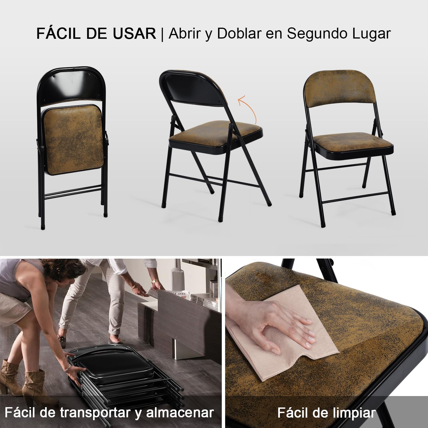 Foto 8 | Silla Plegable Furniturer Fair Marrón 46 X 41 X 78 Cm