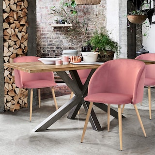 Foto 2 | Silla de Comedor Furniturer Ynez Rosa 2 Piezas