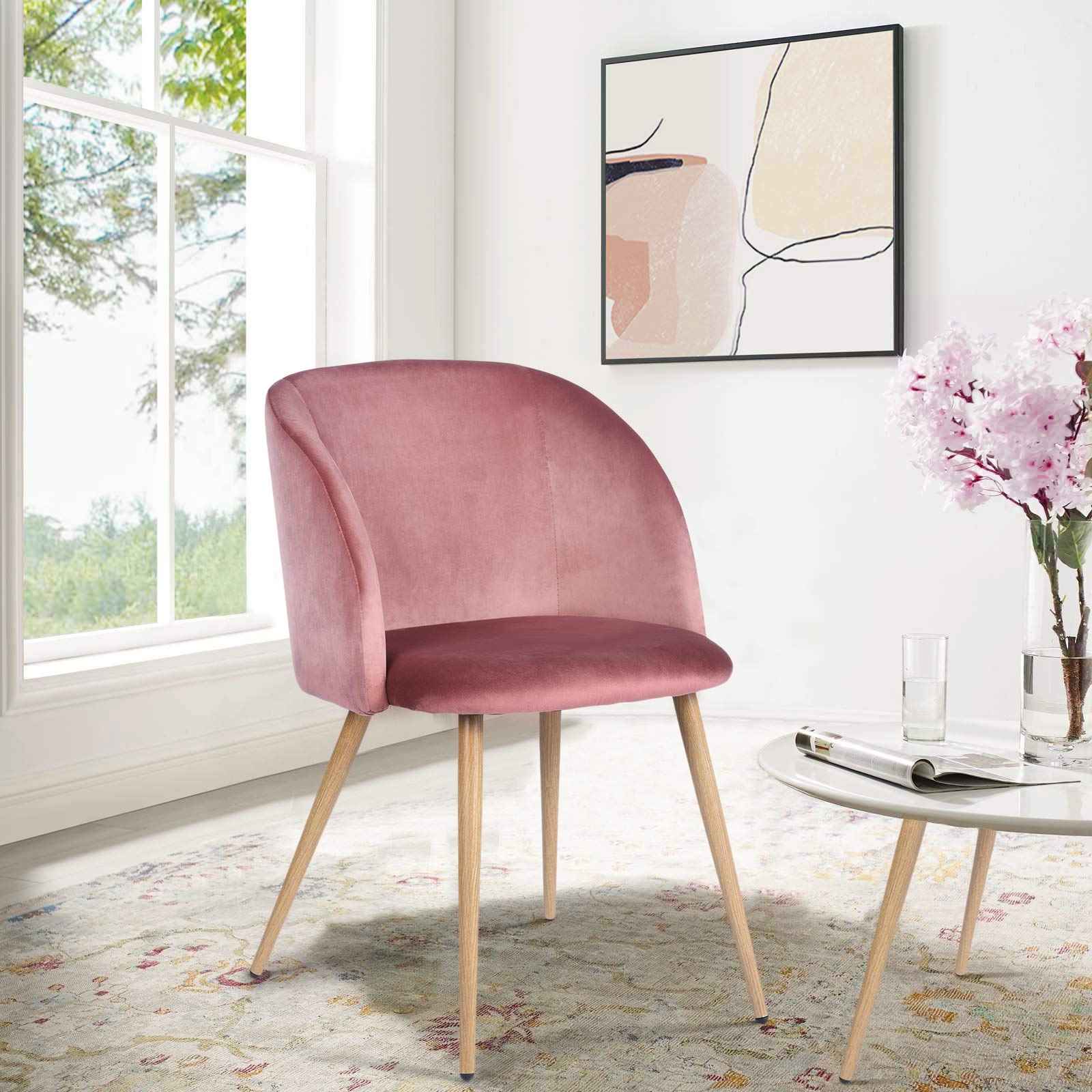 Foto 5 pulgar | Silla de Comedor Furniturer Ynez Rosa 2 Piezas