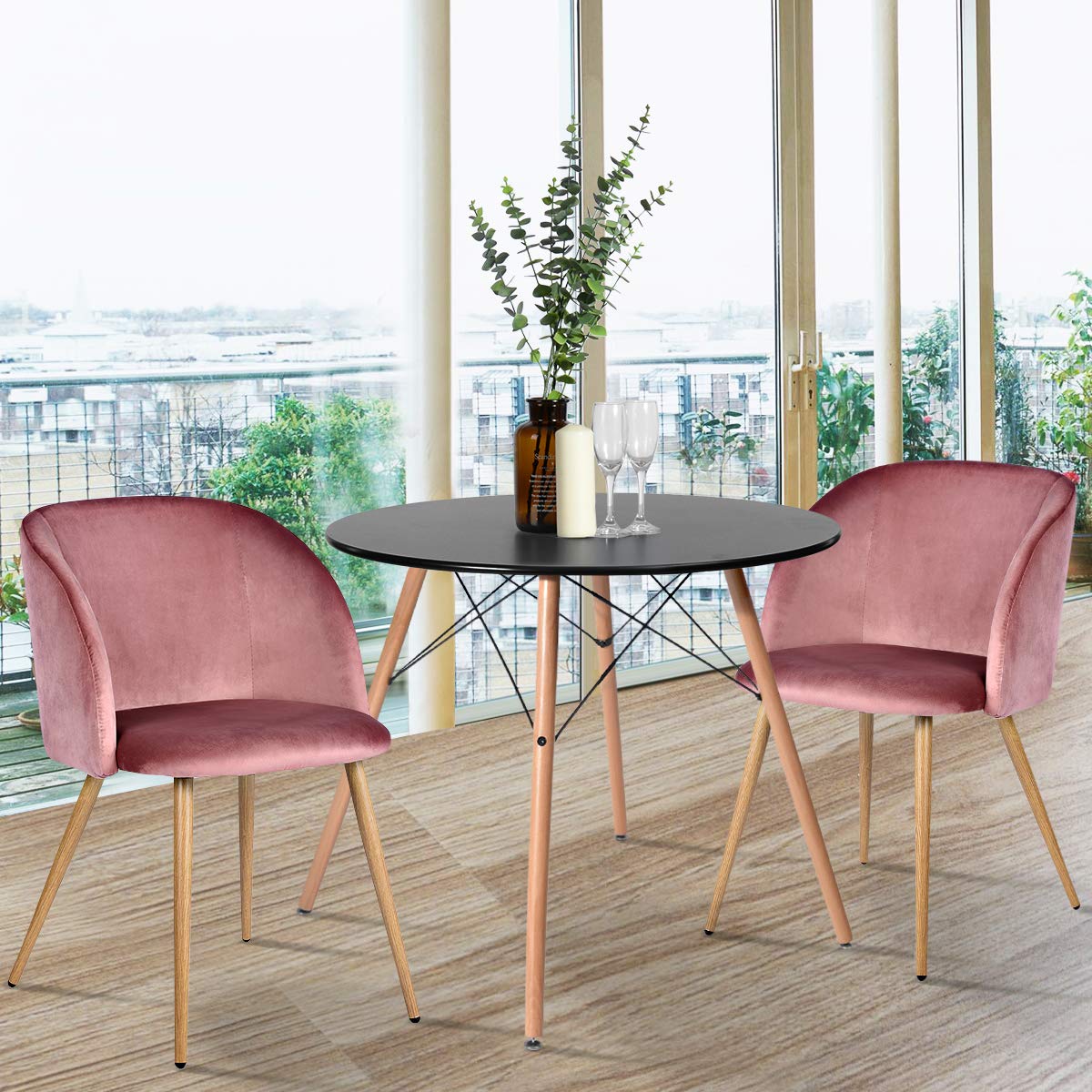Foto 6 | Silla de Comedor Furniturer Ynez Rosa 2 Piezas