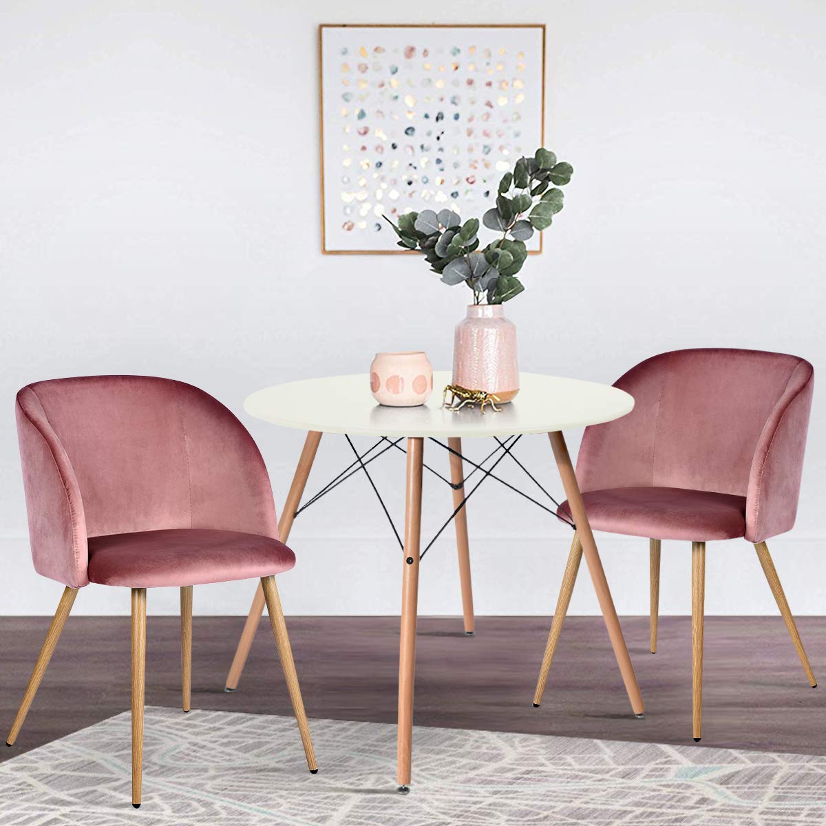 Foto 9 pulgar | Silla de Comedor Furniturer Ynez Rosa 2 Piezas