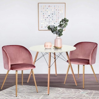Foto 8 | Silla de Comedor Furniturer Ynez Rosa 2 Piezas