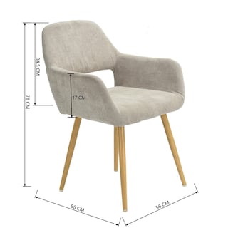 Foto 3 | Silla De Comedor Furniturer Cromwell Beige 56 X 56 X 78 Cm