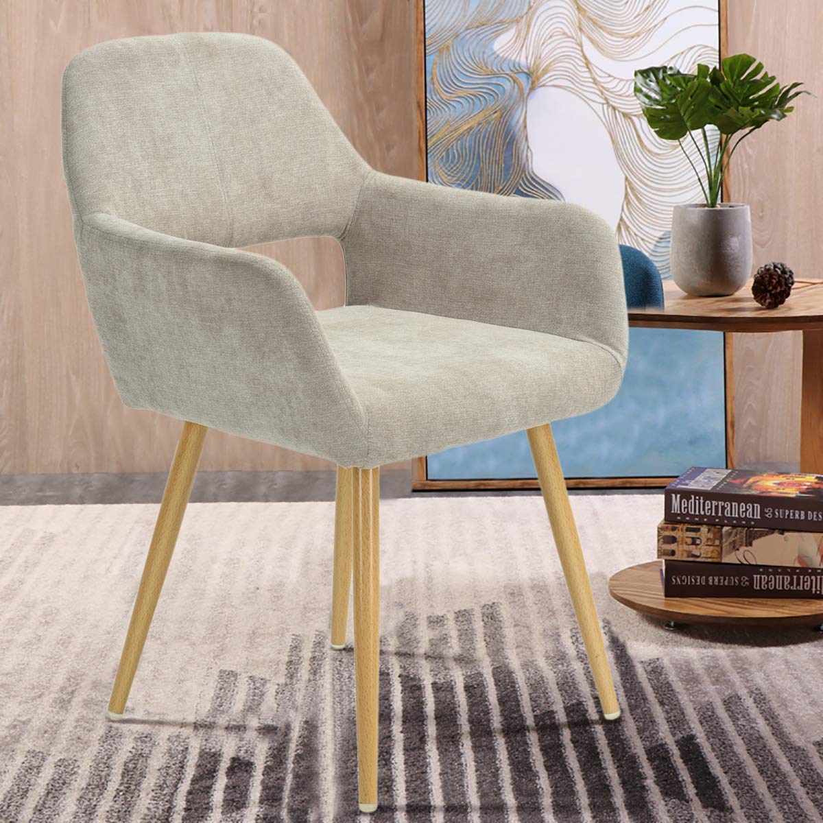 Foto 4 | Silla De Comedor Furniturer Cromwell Beige 56 X 56 X 78 Cm
