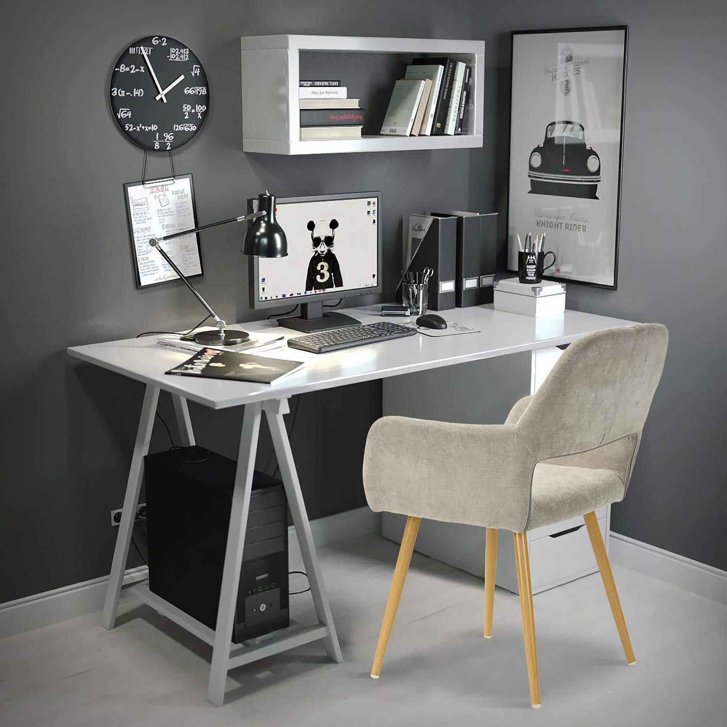 Foto 7 | Silla De Comedor Furniturer Cromwell Beige 56 X 56 X 78 Cm