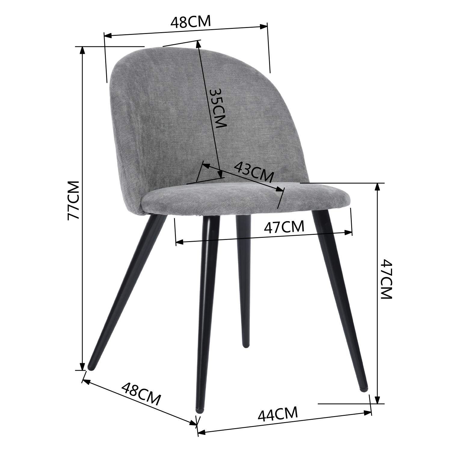 Foto 4 pulgar | Silla De Comedor Furniturer Zomba Gris 48 X 48 X 77 Cm