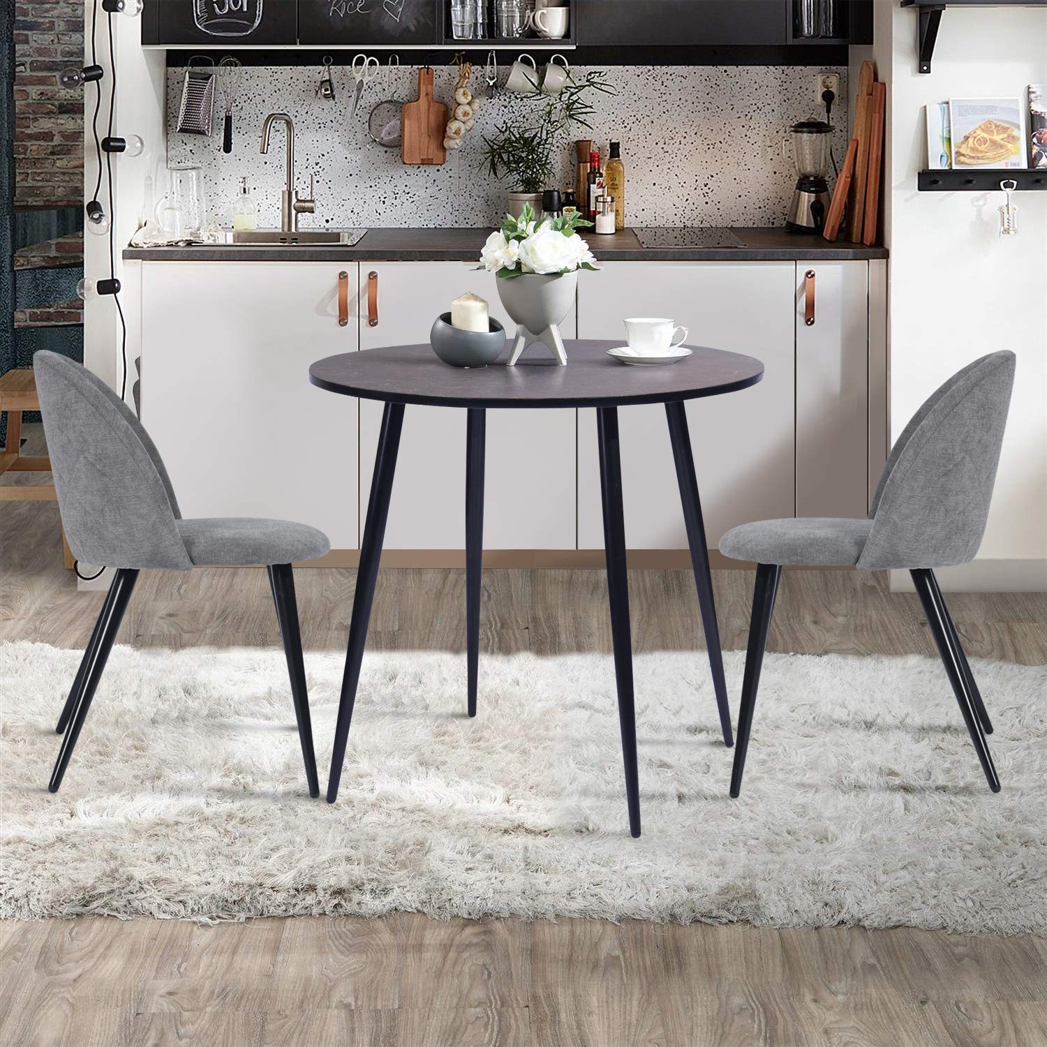 Foto 5 pulgar | Silla De Comedor Furniturer Zomba Gris 48 X 48 X 77 Cm