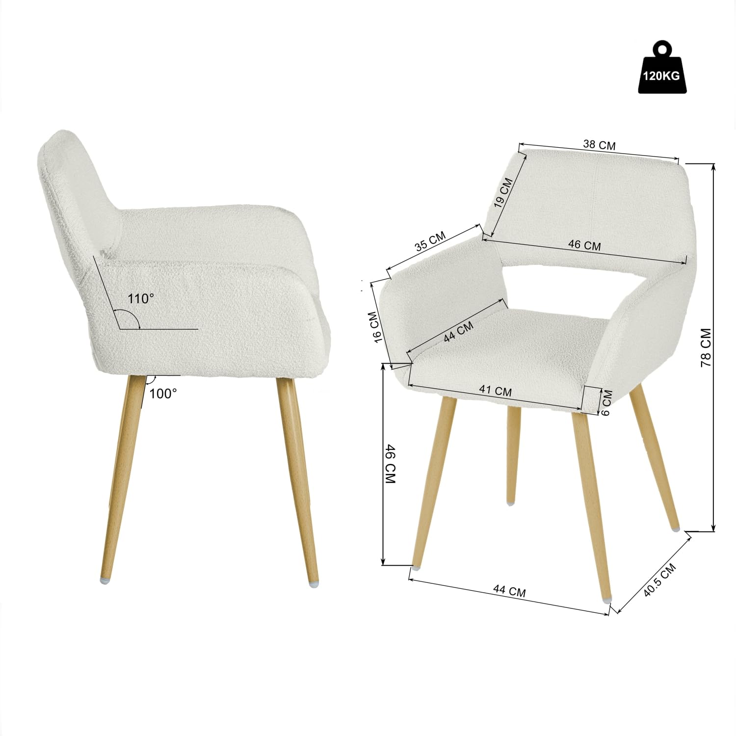 Foto 4 pulgar | Silla FurnitureR Cromwell Beige 2 Piezas