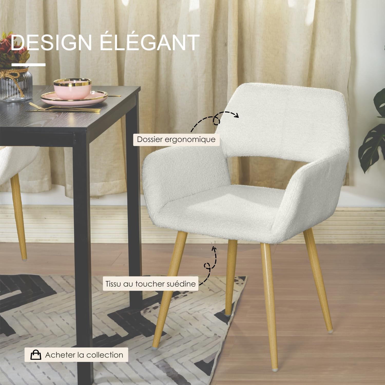 Foto 8 | Silla FurnitureR Cromwell Beige 2 Piezas