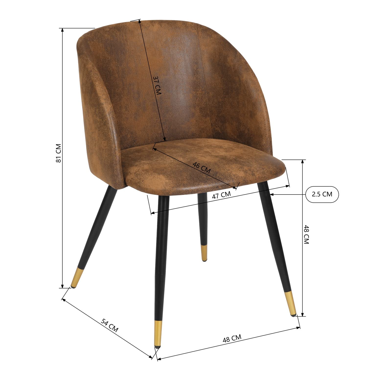Foto 4 pulgar | Silla De Comedor Furniturer Ynez Marrón 48 X 54 X 81 Cm