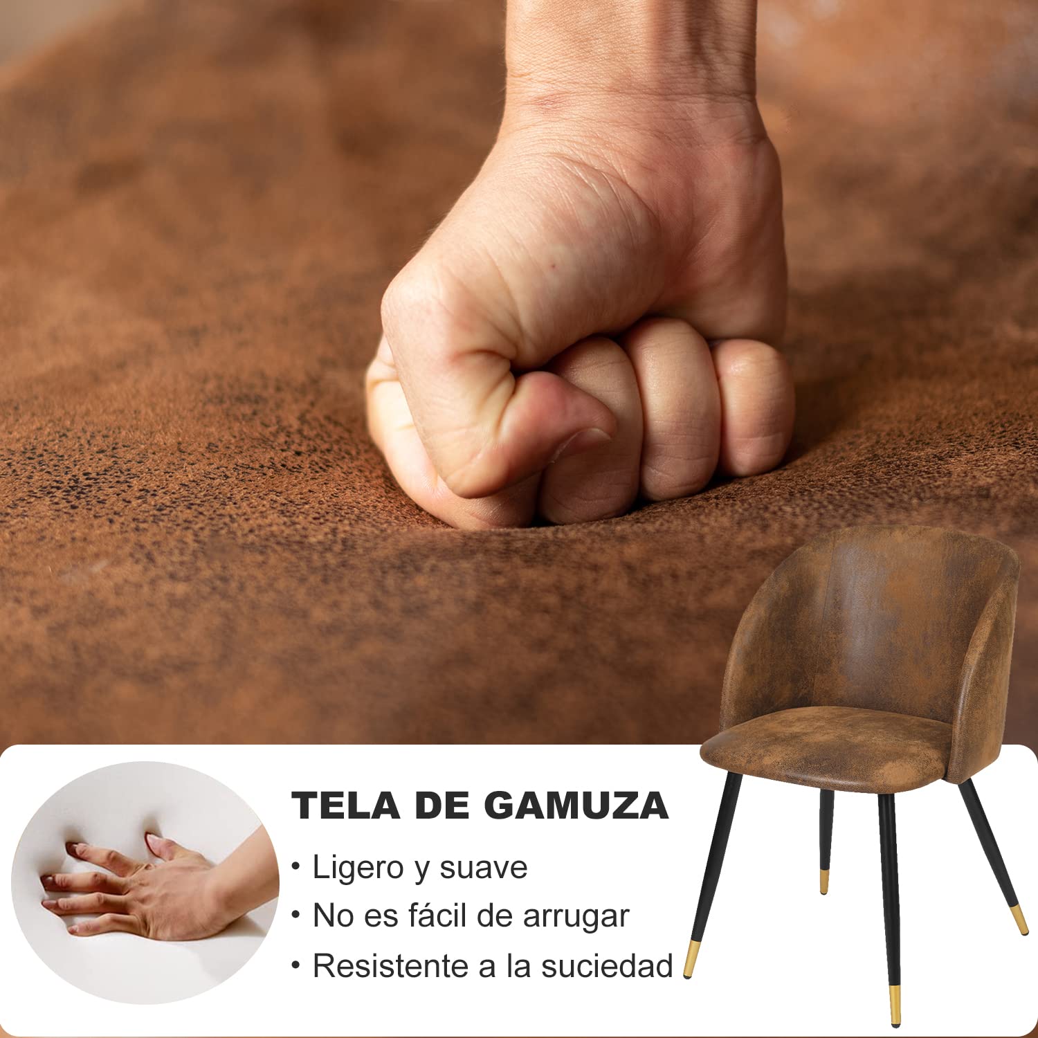 Foto 8 pulgar | Silla De Comedor Furniturer Ynez Marrón 48 X 54 X 81 Cm
