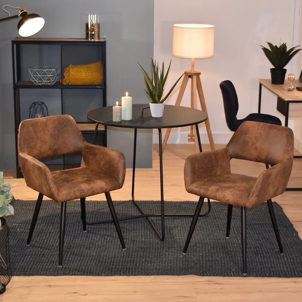 Foto 7 pulgar | Silla De Comedor Furniturer Cromwell Marrón 56 X 43 X 78 Cm