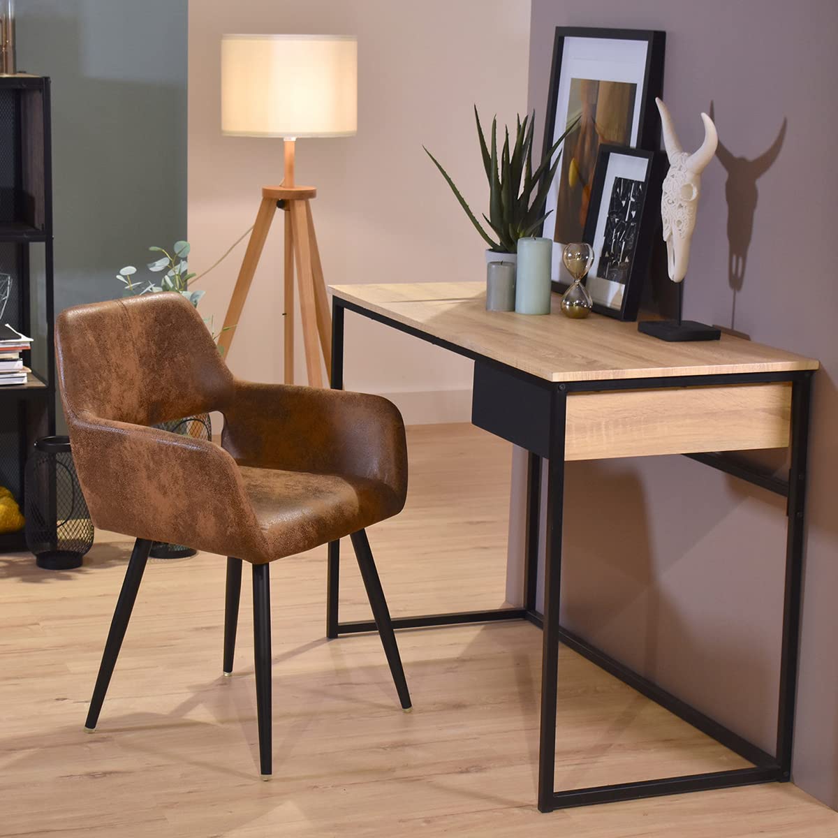 Foto 8 pulgar | Silla De Comedor Furniturer Cromwell Marrón 56 X 43 X 78 Cm