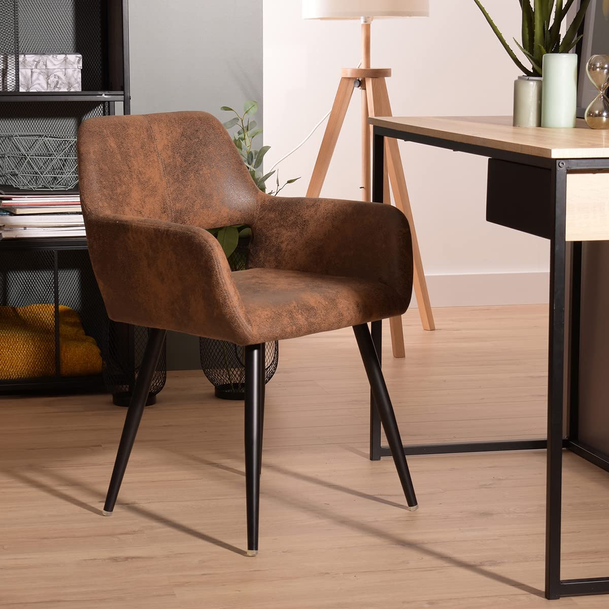 Foto 9 pulgar | Silla De Comedor Furniturer Cromwell Marrón 56 X 43 X 78 Cm