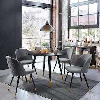 Foto 4 | Silla De Comedor Furniturer Zomba Gris 48 X 45.5 X 78 Cm