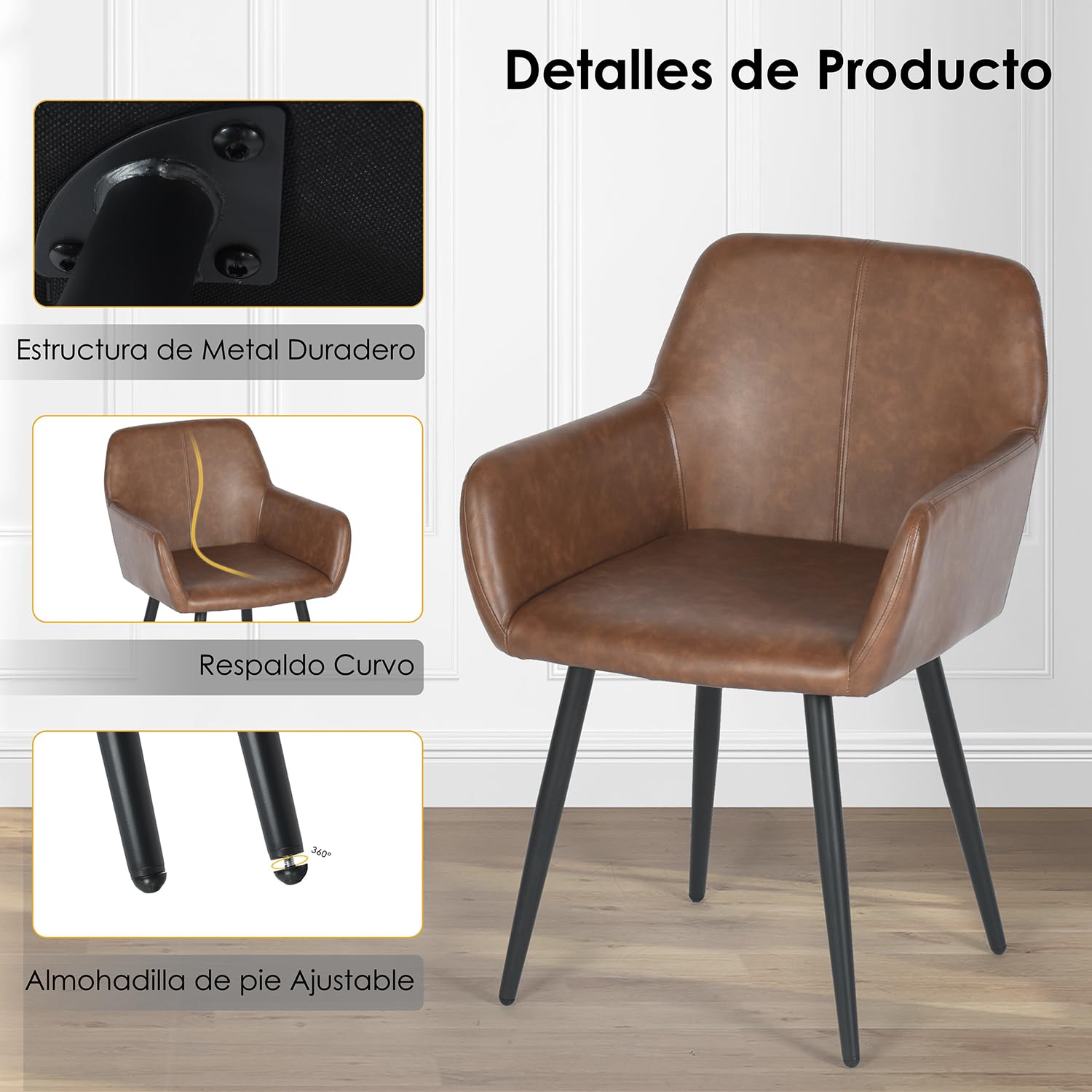 Foto 7 pulgar | Sillas Furniturer Marrón 2 Piezas