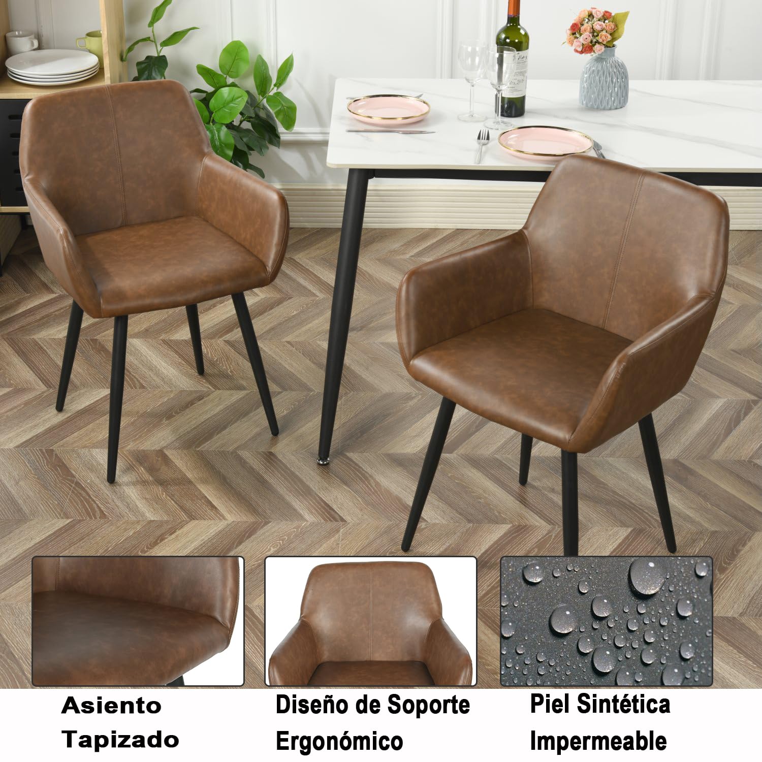 Foto 8 pulgar | Sillas Furniturer Marrón 2 Piezas