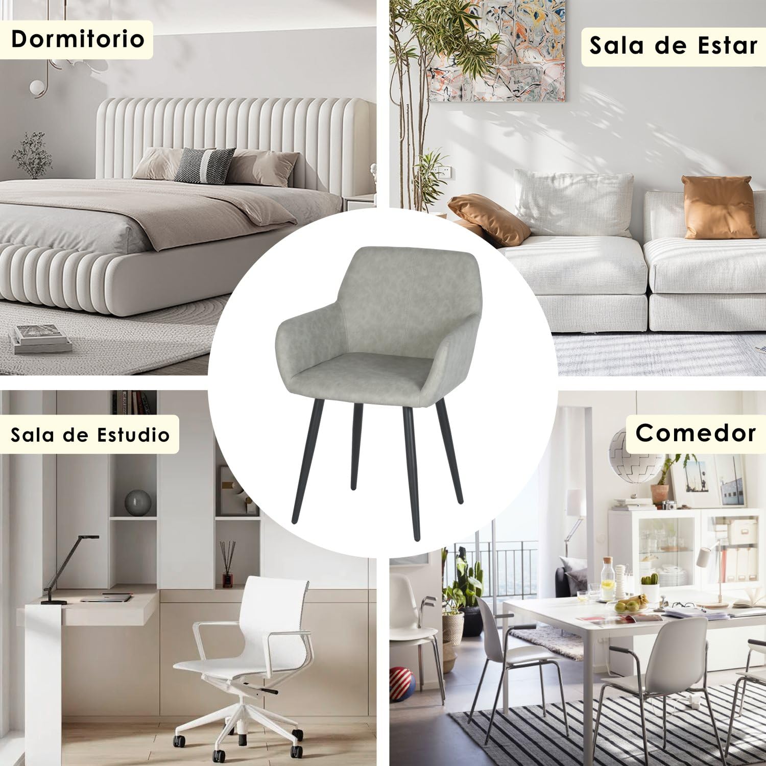 Foto 8 pulgar | Sillas Furniturer Gris 2 Piezas