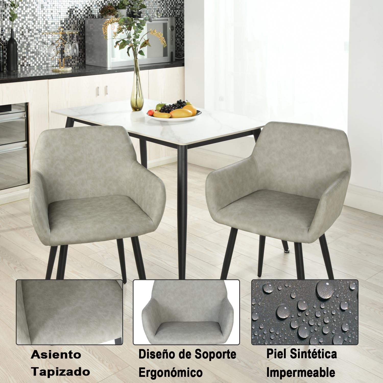 Foto 9 pulgar | Sillas Furniturer Gris 2 Piezas