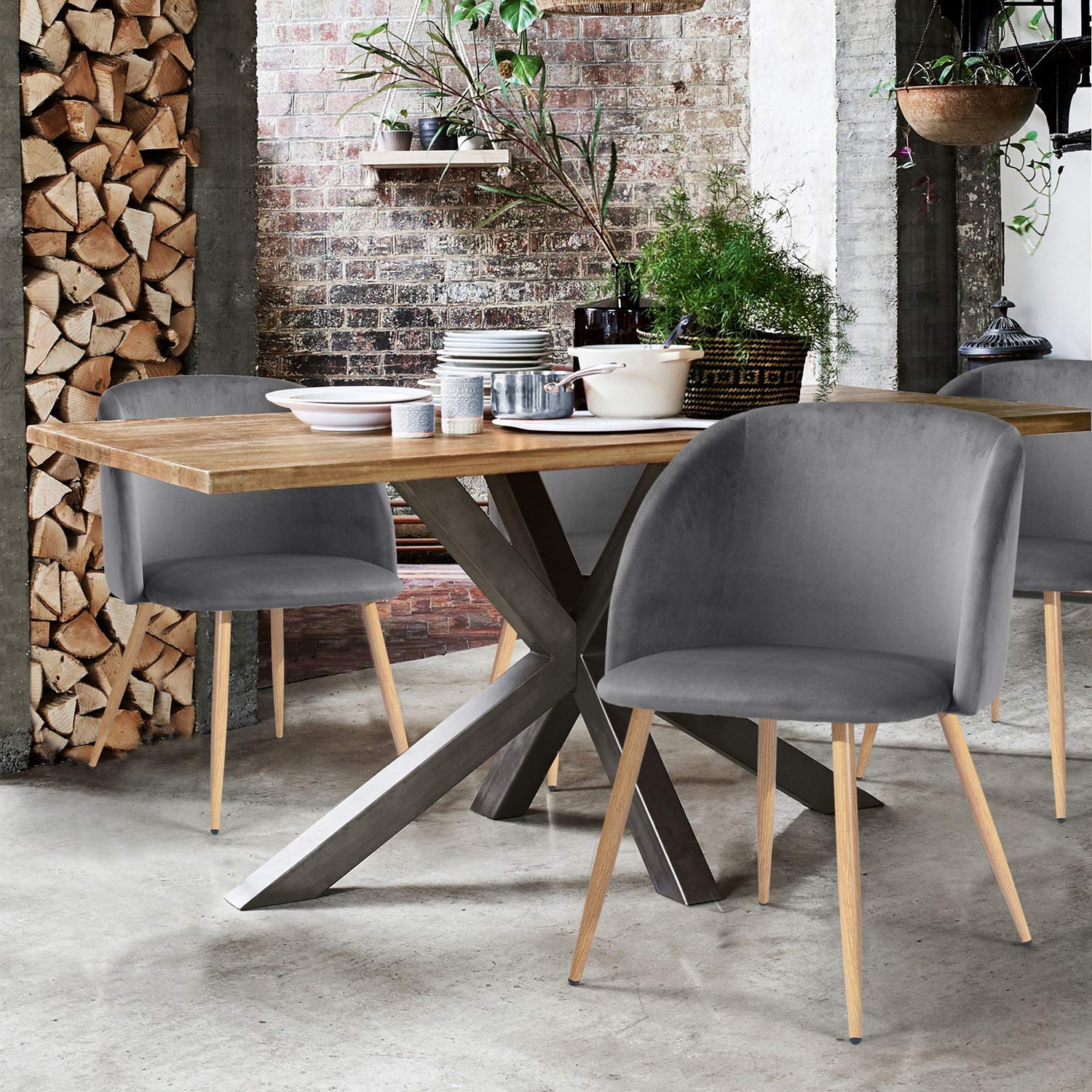 Foto 2 | Sillas Furniturer Gris 2 Piezas