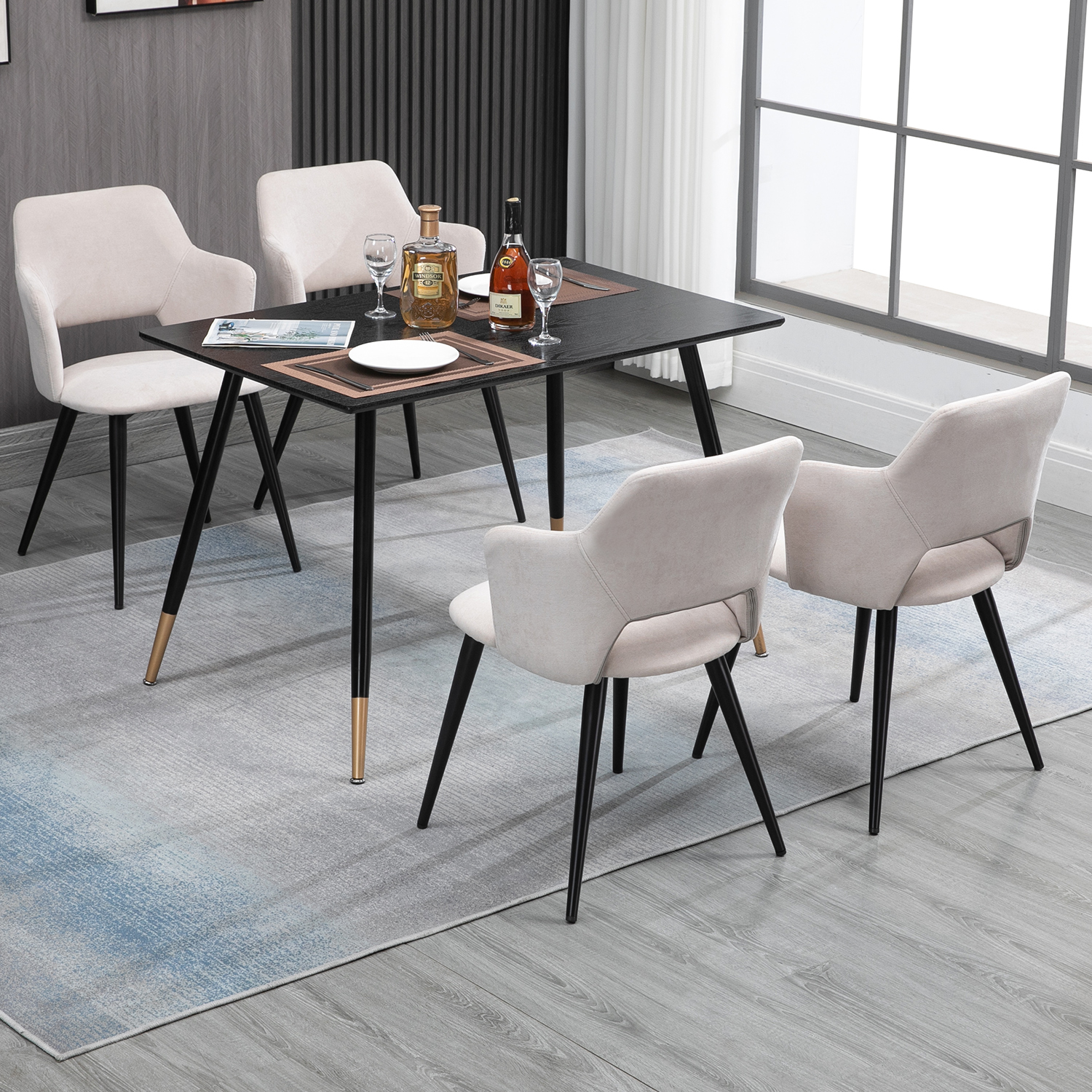 Foto 4 | Juego De 2 Sillas Comedor Con Respaldo Moderna Lux Beige