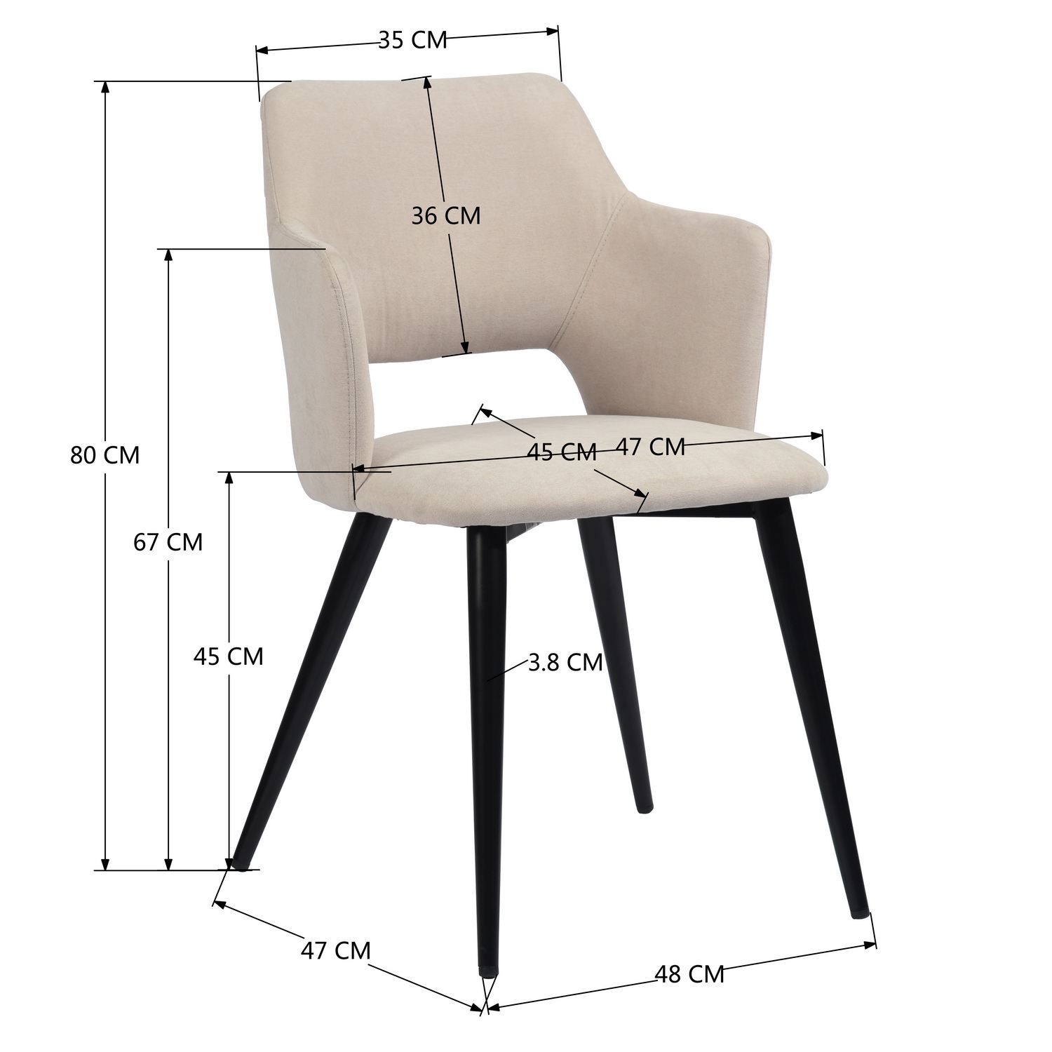 Foto 6 pulgar | Juego De 2 Sillas Comedor Con Respaldo Moderna Lux Beige