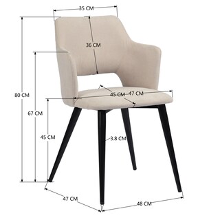 Foto 5 | Juego De 2 Sillas Comedor Con Respaldo Moderna Lux Beige