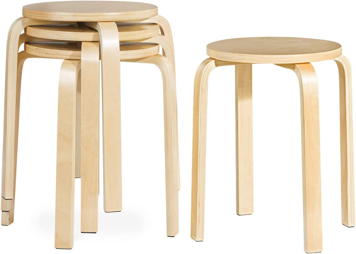 Foto 2 pulgar | Juego De 4 Taburetes Apilables De Madera Curvada Costway  46 Cm De Altura - Venta Internacional.