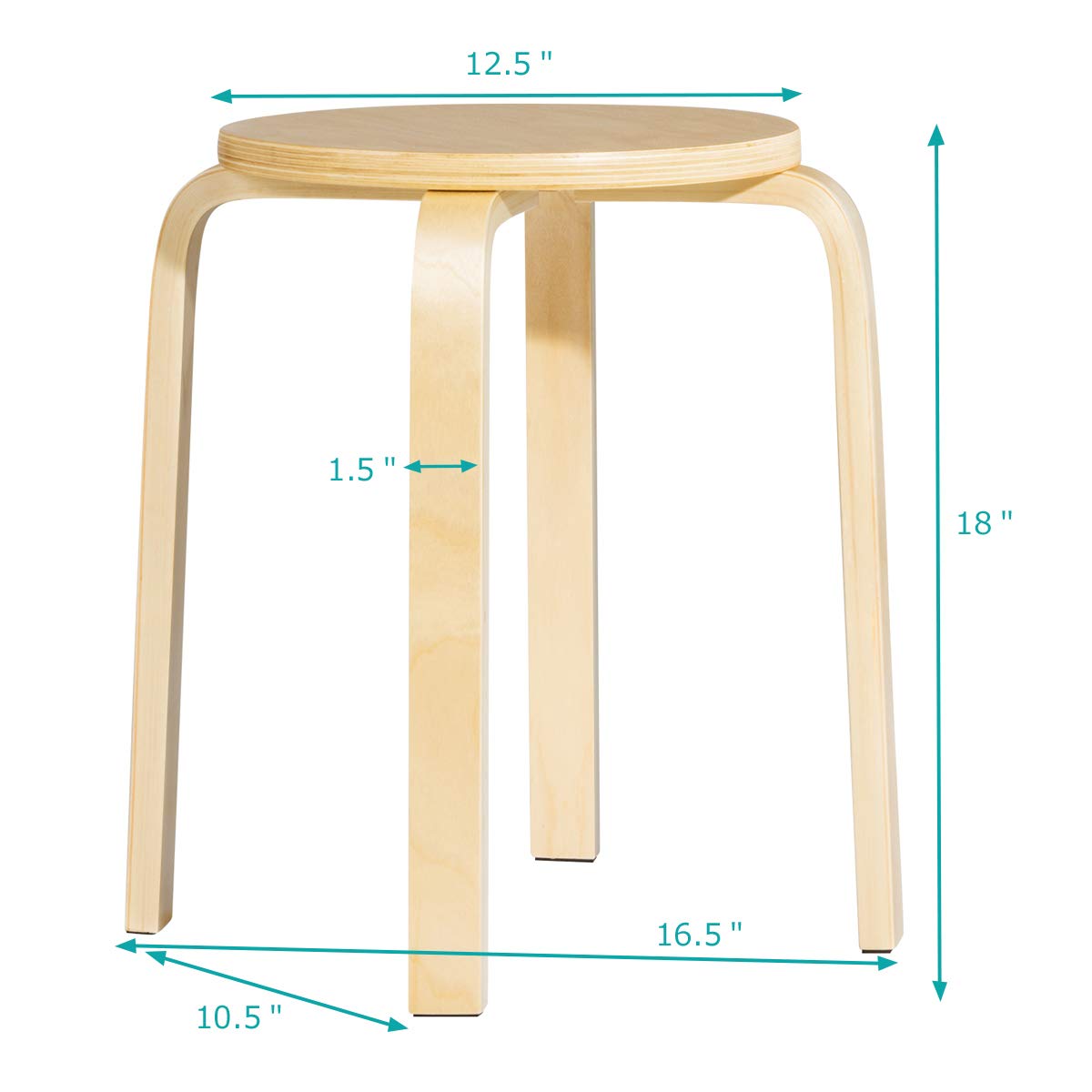 Foto 8 pulgar | Juego De 4 Taburetes Apilables De Madera Curvada Costway  46 Cm De Altura - Venta Internacional.