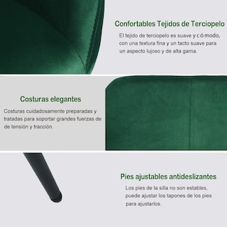 Foto 6 | Set De 2 Sillas De Comedor Furniturer Lyanco Verde 55 X 44.5 X 76.5 Cm