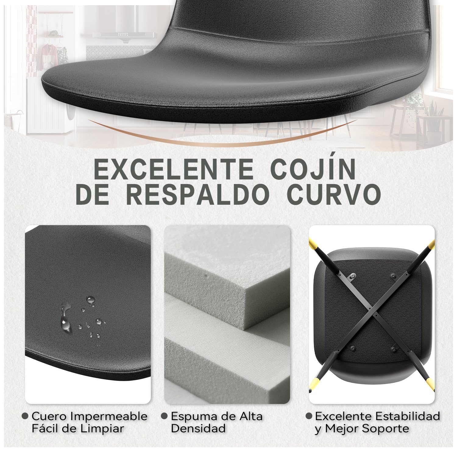 Foto 8 | Juego de 4 Sillas de Comedor Furniturer Charlton Gris