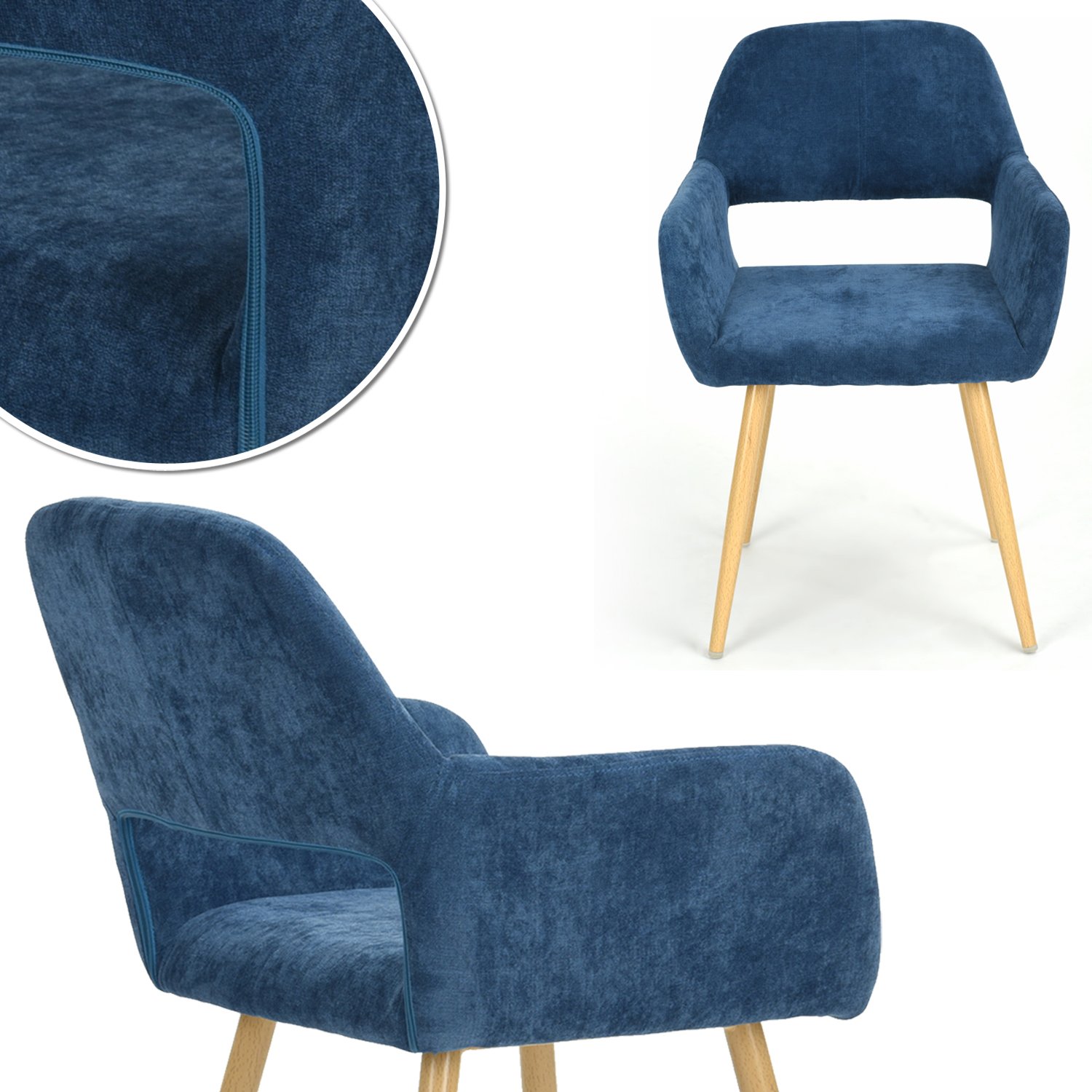 Foto 8 pulgar | Juego de 2 Sillas Furniturer Cromwell Azul