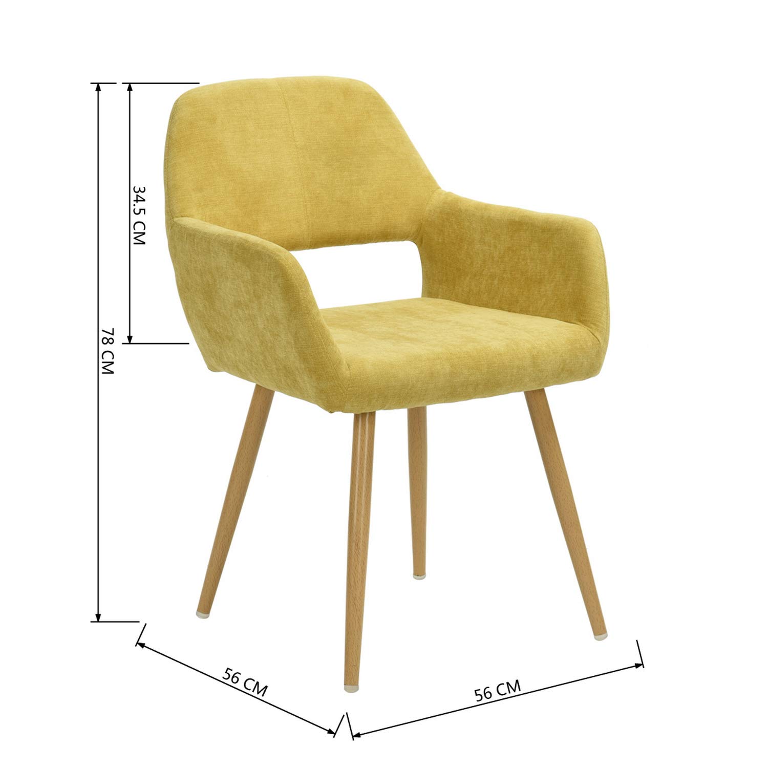 Foto 5 pulgar | Juego De 2 Sillas De Comedor Furniturer Cromwell Amarillo 56 X 56 X 78 Cm