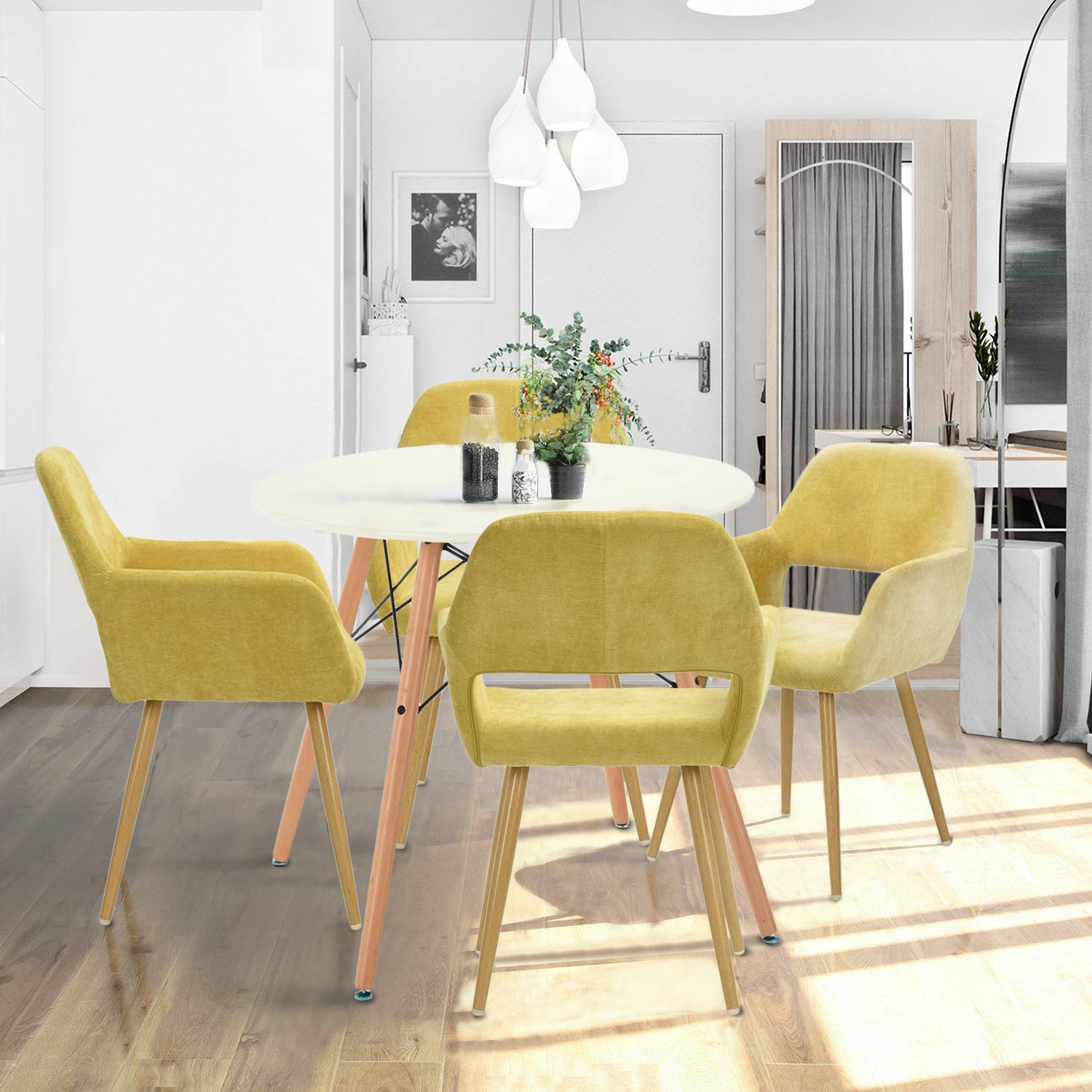 Foto 7 pulgar | Juego De 2 Sillas De Comedor Furniturer Cromwell Amarillo 56 X 56 X 78 Cm