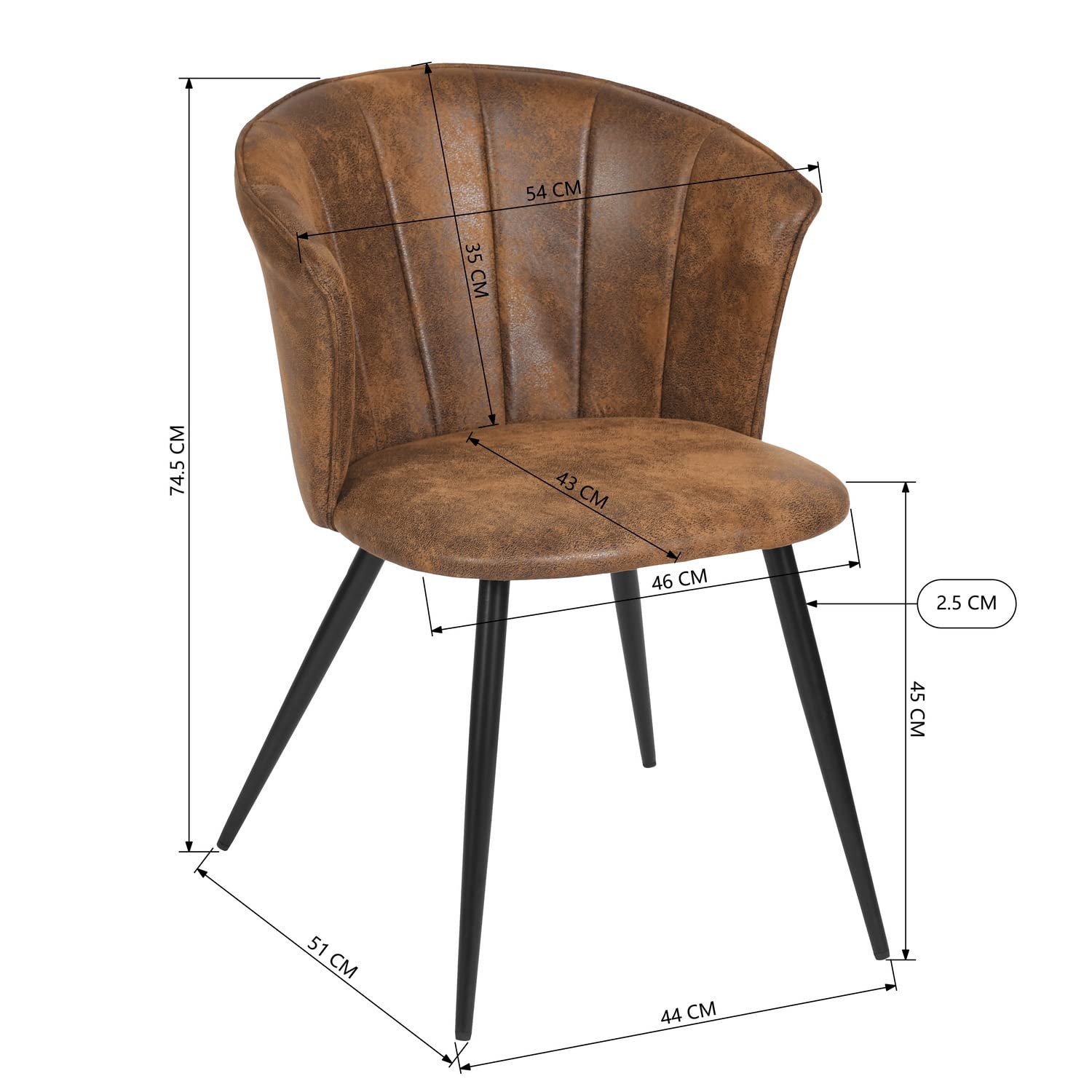 Foto 3 pulgar | Juego de 2 Sillas de Comedor Furniturer Doncic Cafés