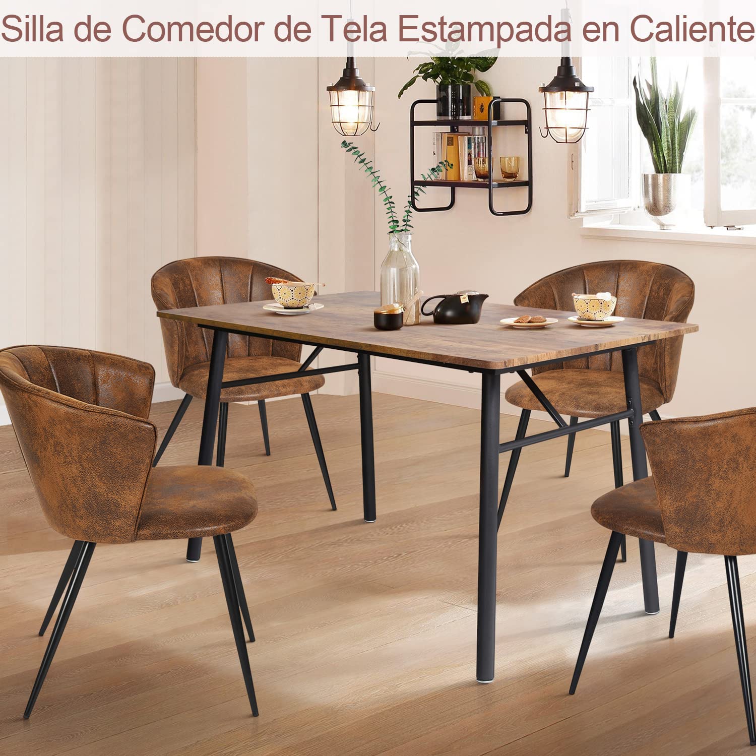 Foto 4 pulgar | Juego de 2 Sillas de Comedor Furniturer Doncic Cafés