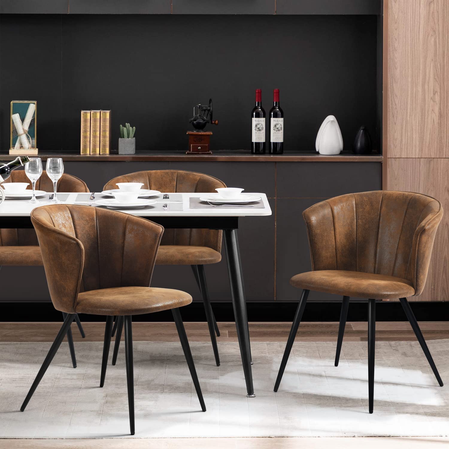 Foto 6 pulgar | Juego de 2 Sillas de Comedor Furniturer Doncic Cafés