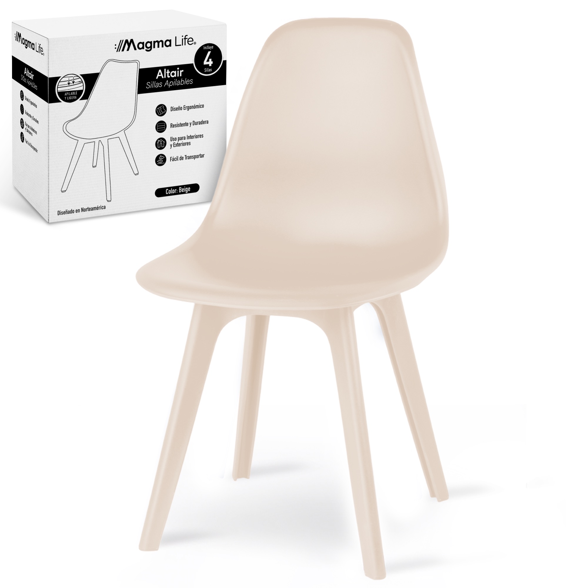 Foto 1 | Magma Life Sillas Altair Para Comedor | Juego De 4 Con Diseño Moderno Y Colores Vibrantes  Resistentes Y Elegantes