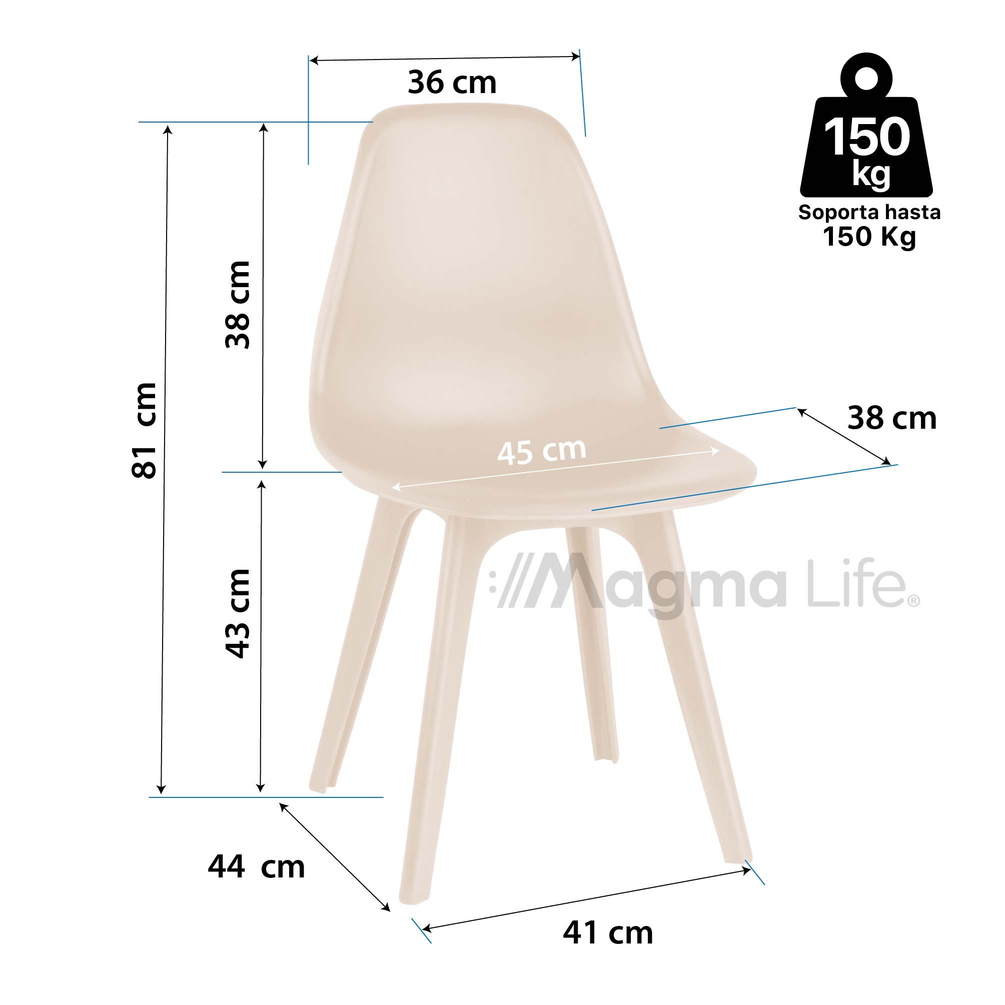 Foto 3 | Magma Life Sillas Altair Para Comedor | Juego De 4 Con Diseño Moderno Y Colores Vibrantes  Resistentes Y Elegantes