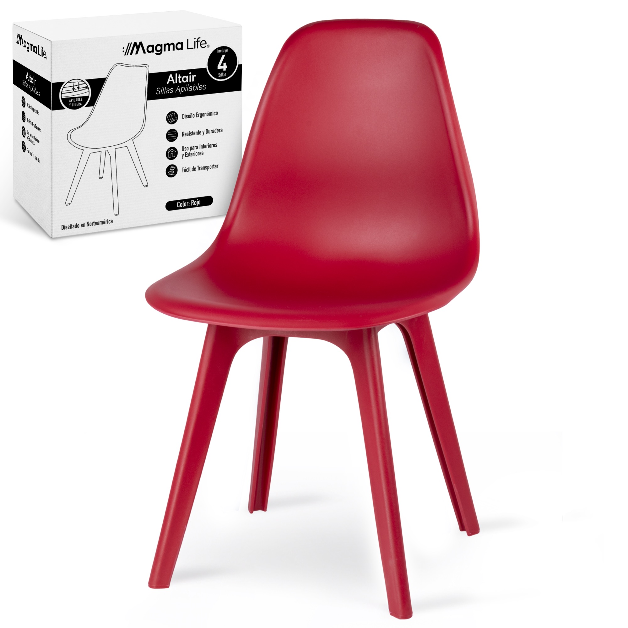 Foto 1 | Magma Life Sillas Altair Para Comedor | Juego De 4 Con Diseño Moderno Y Colores Vibrantes  Resistentes Y Elegantes
