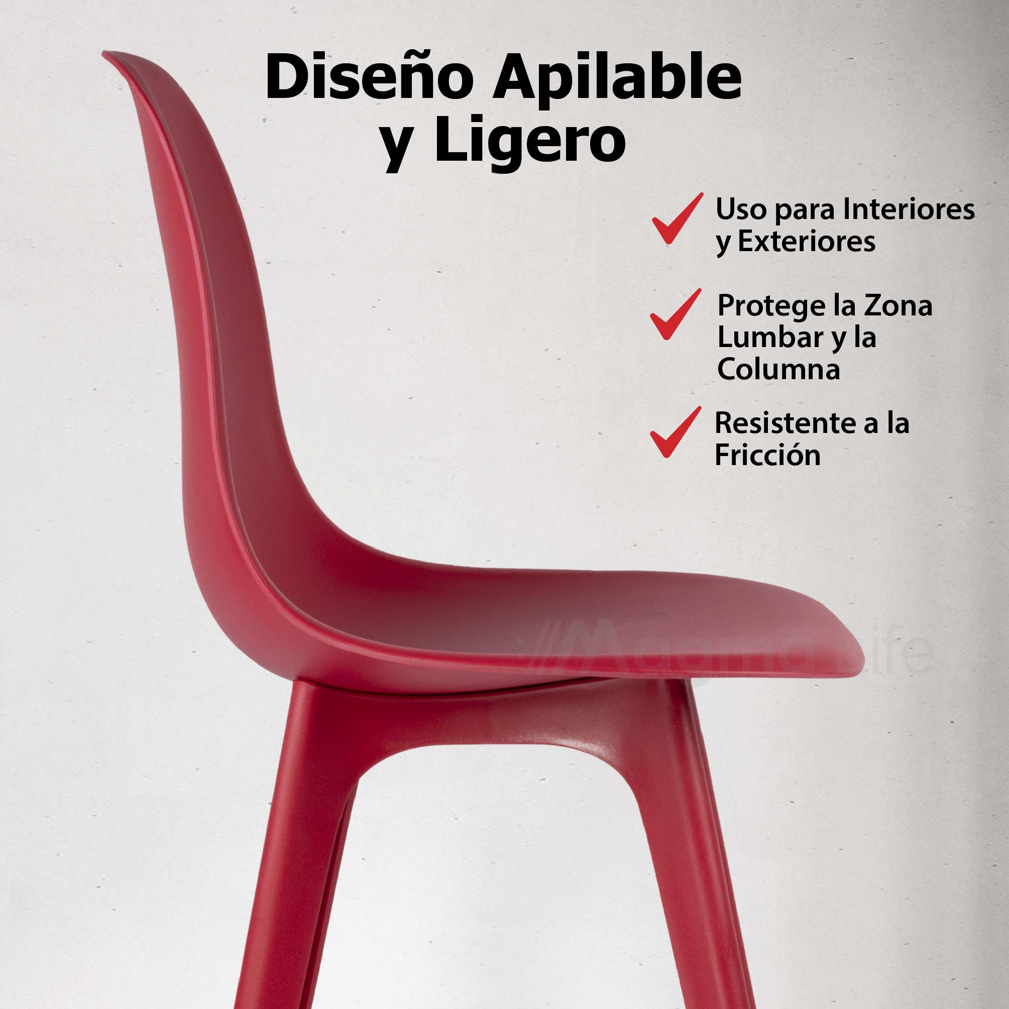 Foto 3 pulgar | Magma Life Sillas Altair Para Comedor | Juego De 4 Con Diseño Moderno Y Colores Vibrantes  Resistentes Y Elegantes