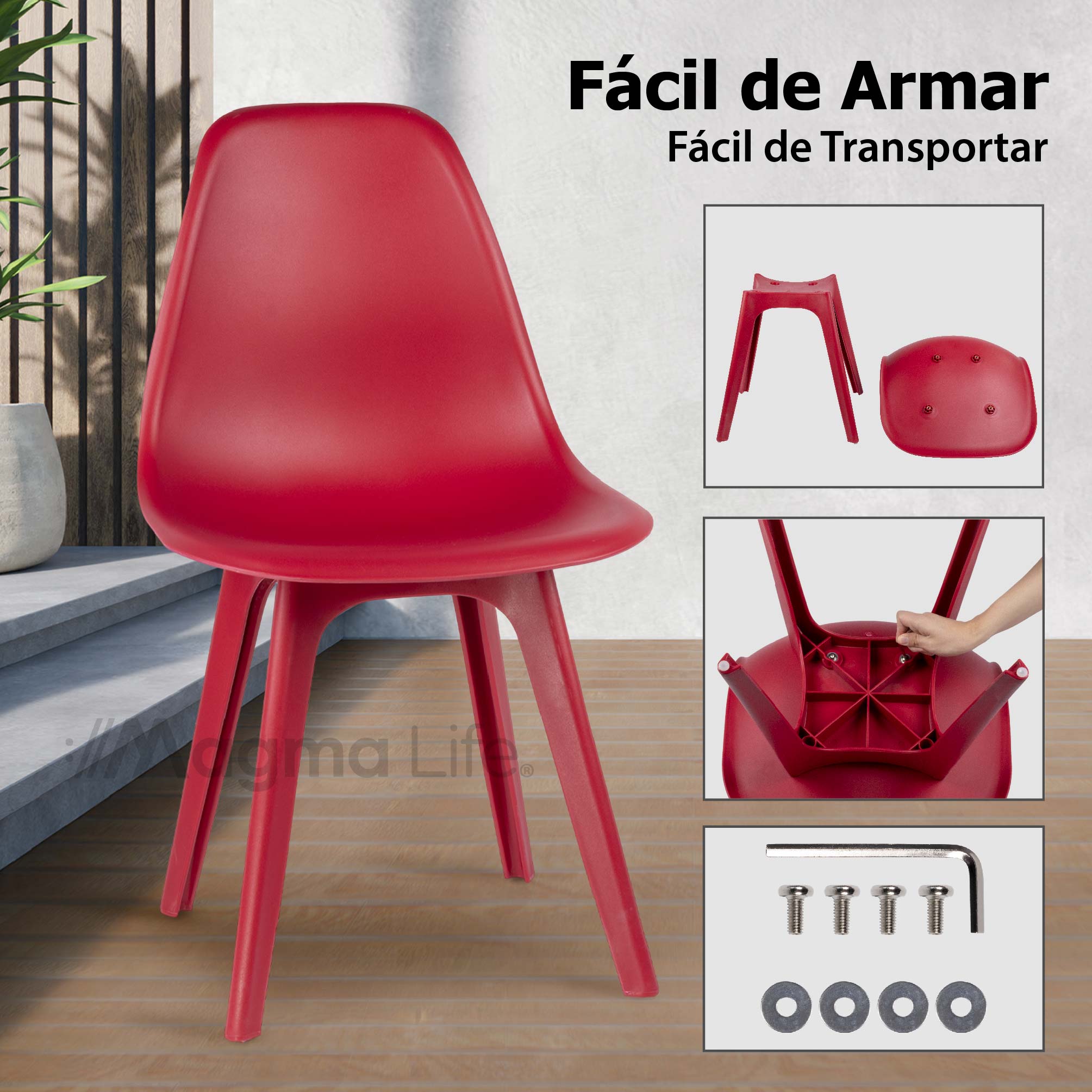 Foto 5 pulgar | Magma Life Sillas Altair Para Comedor | Juego De 4 Con Diseño Moderno Y Colores Vibrantes  Resistentes Y Elegantes