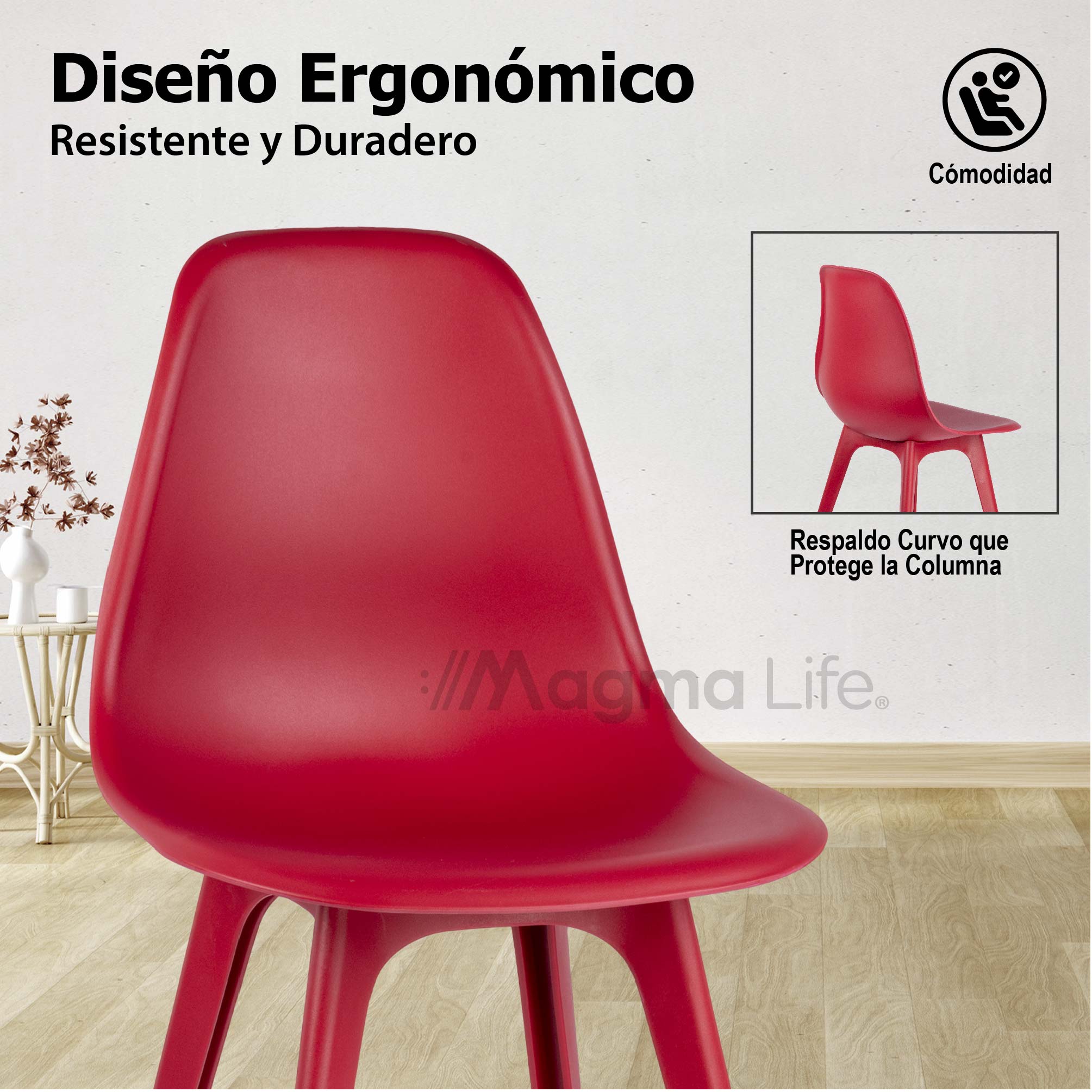 Foto 6 pulgar | Magma Life Sillas Altair Para Comedor | Juego De 4 Con Diseño Moderno Y Colores Vibrantes  Resistentes Y Elegantes