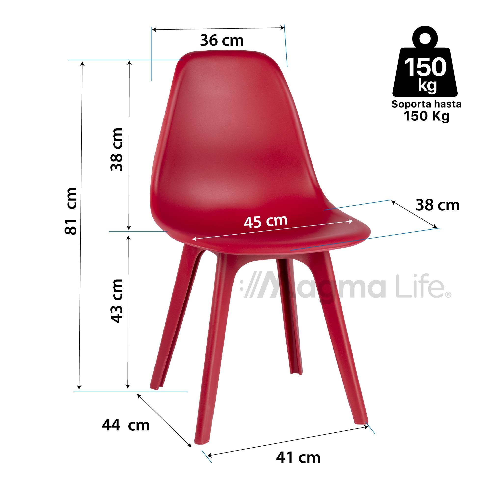 Foto 7 pulgar | Magma Life Sillas Altair Para Comedor | Juego De 4 Con Diseño Moderno Y Colores Vibrantes  Resistentes Y Elegantes