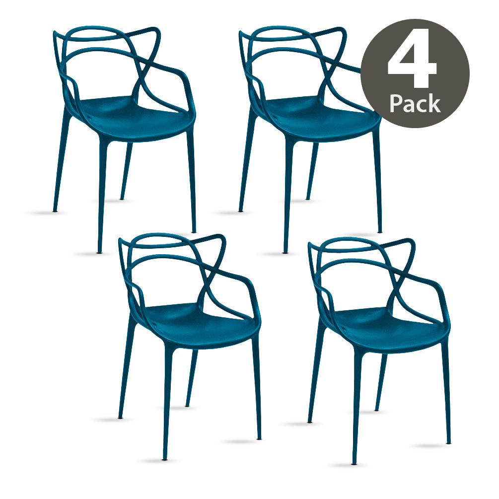 Foto 5 pulgar | Magma Life Sillas Spica Para Comedor | Set De 4 Sillas Modernas De Plástico Resistente Con Respaldo Estético (azul)