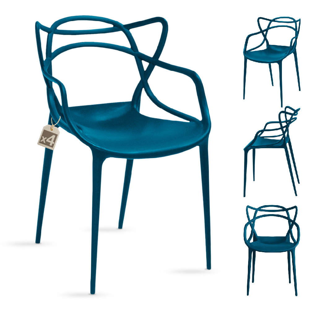 Foto 6 pulgar | Magma Life Sillas Spica Para Comedor | Set De 4 Sillas Modernas De Plástico Resistente Con Respaldo Estético (azul)
