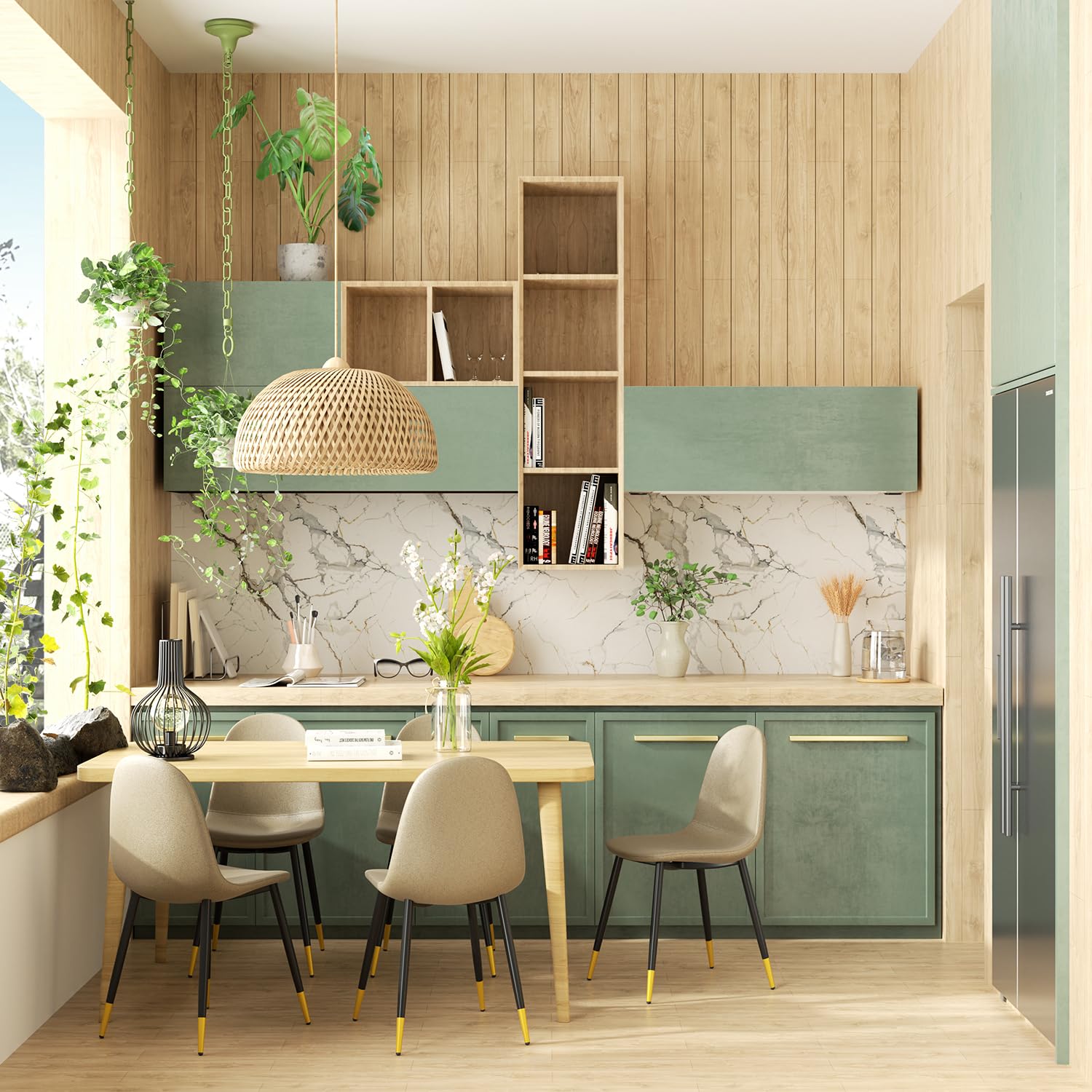 Foto 3 pulgar | Juego De 4 Sillas De Comedor Furniturer Charlton Beige 44 X 41.5 X 88 Cm