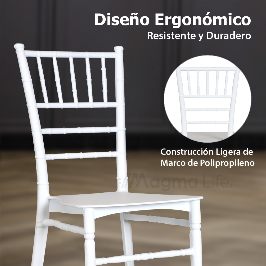 Foto 4 pulgar | Magma Life Sillas Capella (4 Pzas) | Elegantes Para Interior/exterior  Eventos  Hogar U Ocasiones Especiales (blanco)